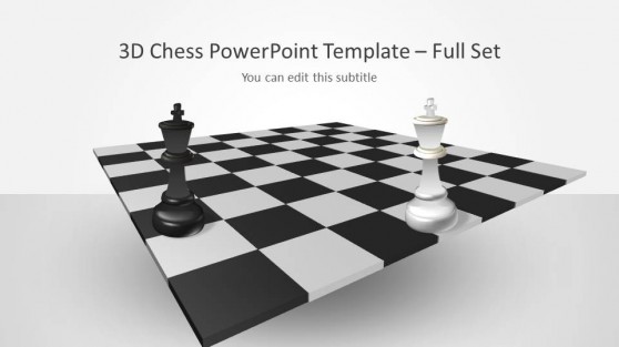 3D Chess PowerPoint Template with Full Set