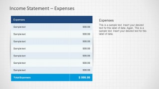 Income Statement Table for Expenses