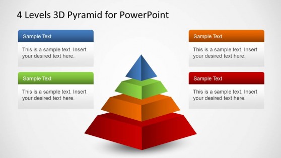 4 Levels 3D Pyramid Template for PowerPoint