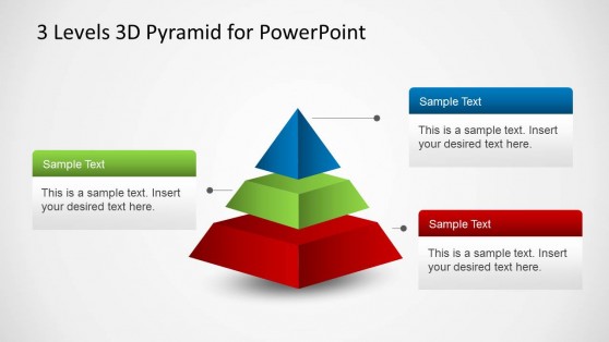 3 Levels 3D Pyramid Template for PowerPoint