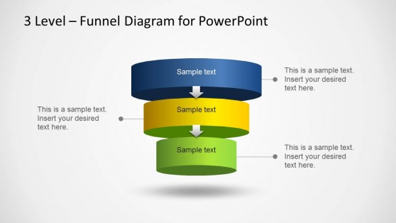 3 Level Funnel Diagram Template for PowerPoint
