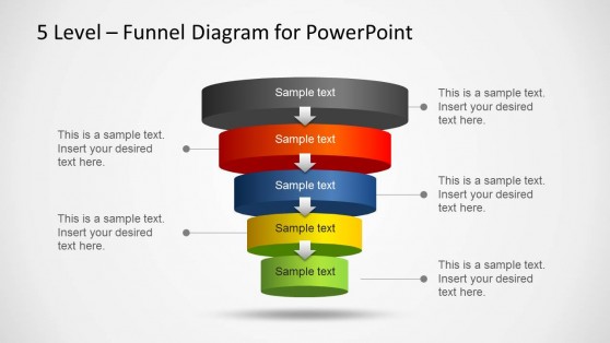 5 Level Funnel Diagram Template for PowerPoint