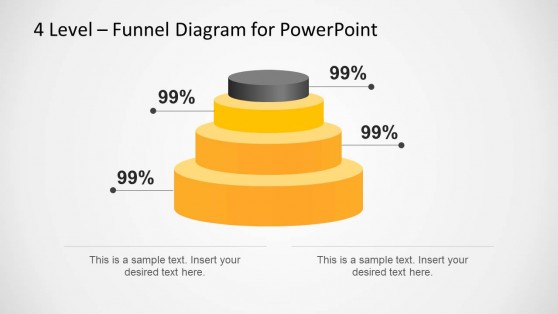 4 Level Stacked Funnel Diagram Template for PowerPoint