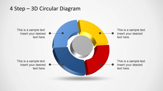 4 Step 3D Circular Diagram Template for PowerPoint