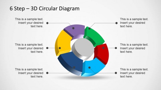 6 Step 3D Circular Diagram Template for PowerPoint