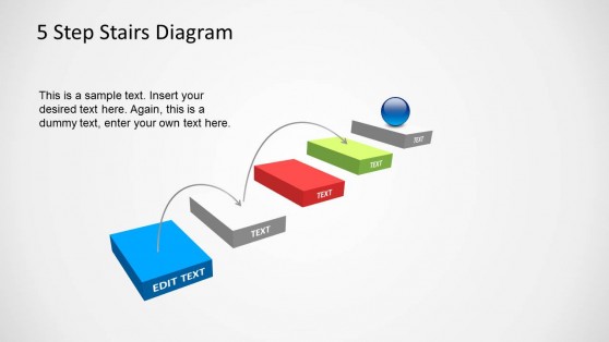 5 Step Stairs Diagram Template for PowerPoint